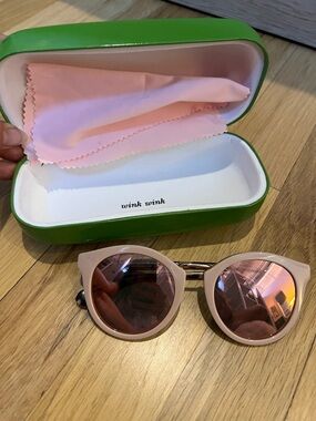 kate spade Blush Pink Round Sunglasses with Pink Mirrored Lenses